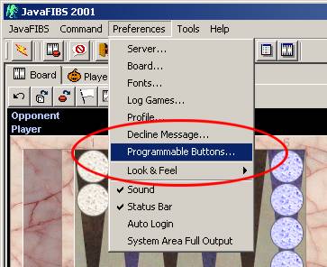 JavaFIBS2001: Menü 'Programmable Buttons'