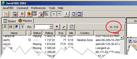 Die Spielerliste von JavaFIBS 2001