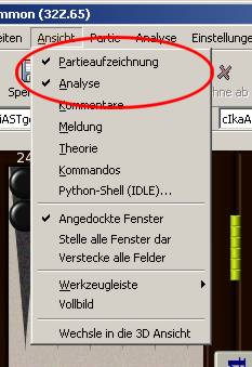 Darstellung der Partieaufzeichnung und Analyse