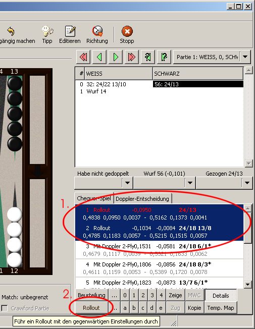 Darstellung der Partieaufzeichnung und Analyse